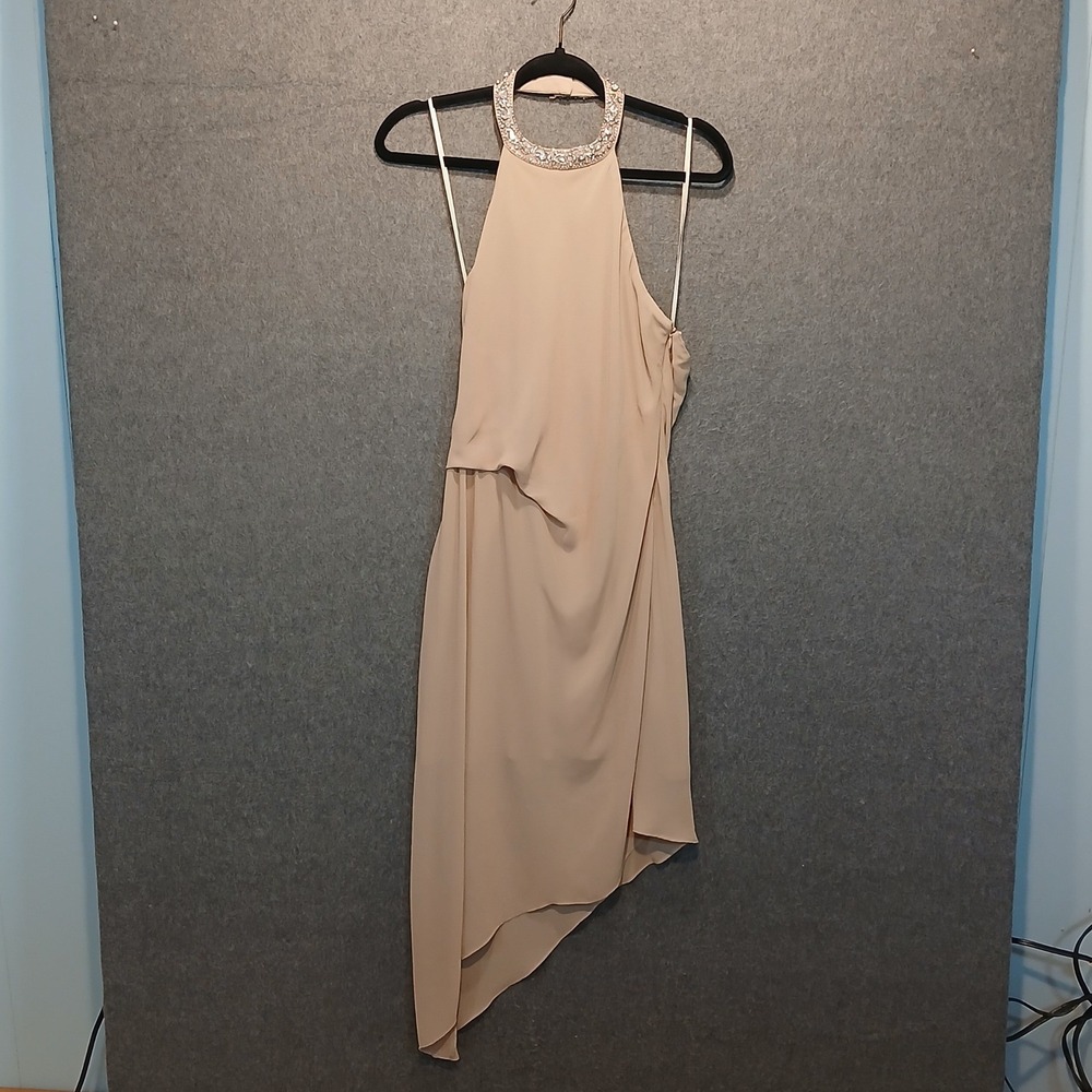 Venus sz12 halter dress asymmetrical hem rhinestone collar ethereal